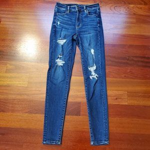 American Eagle Outfitters Destroyed Super Hi-Rise Jegging Size 0